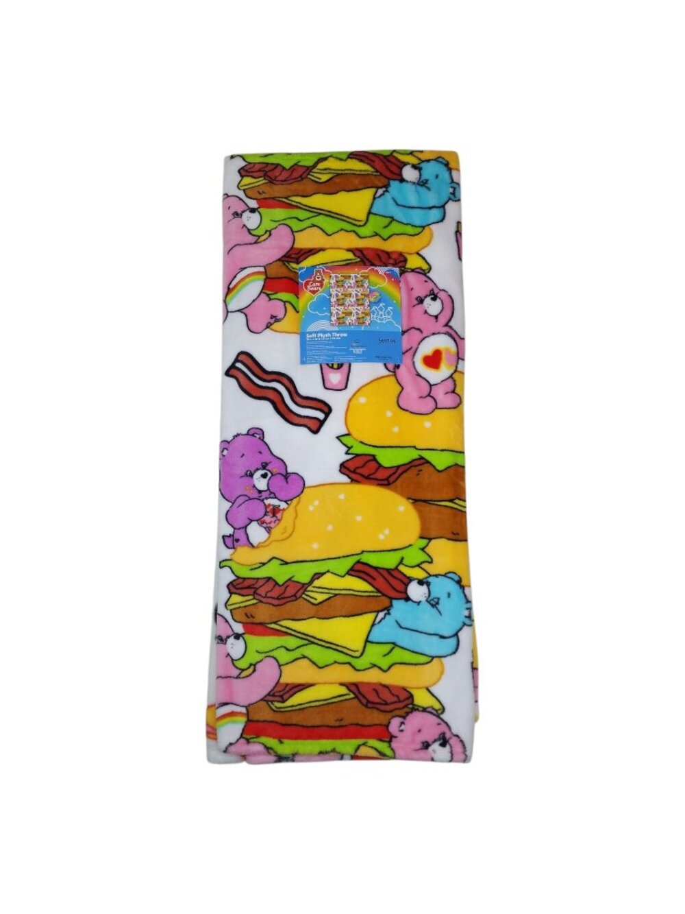 Care Bears Soft Plush Throw Blanket 50" X 70" Polyester Super Soft Hamburgers
